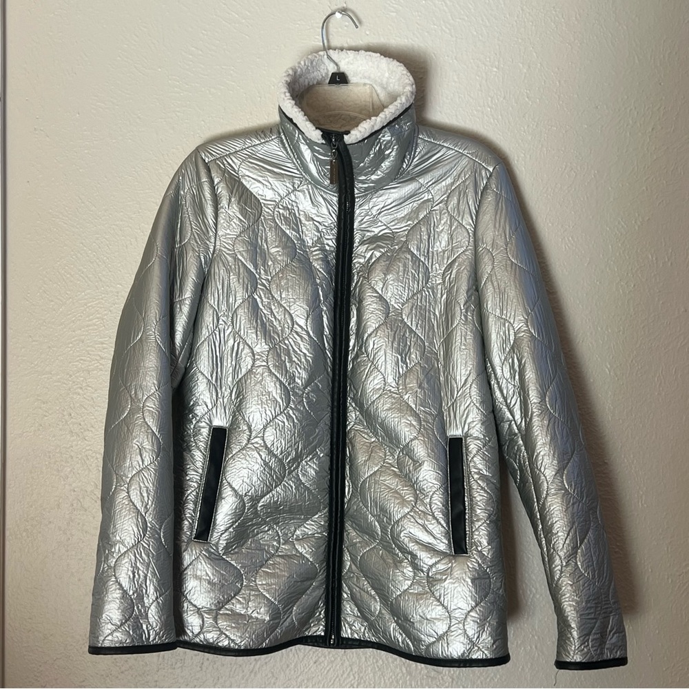 Nikki Jones Montreal silver quilted fleece lined jacket